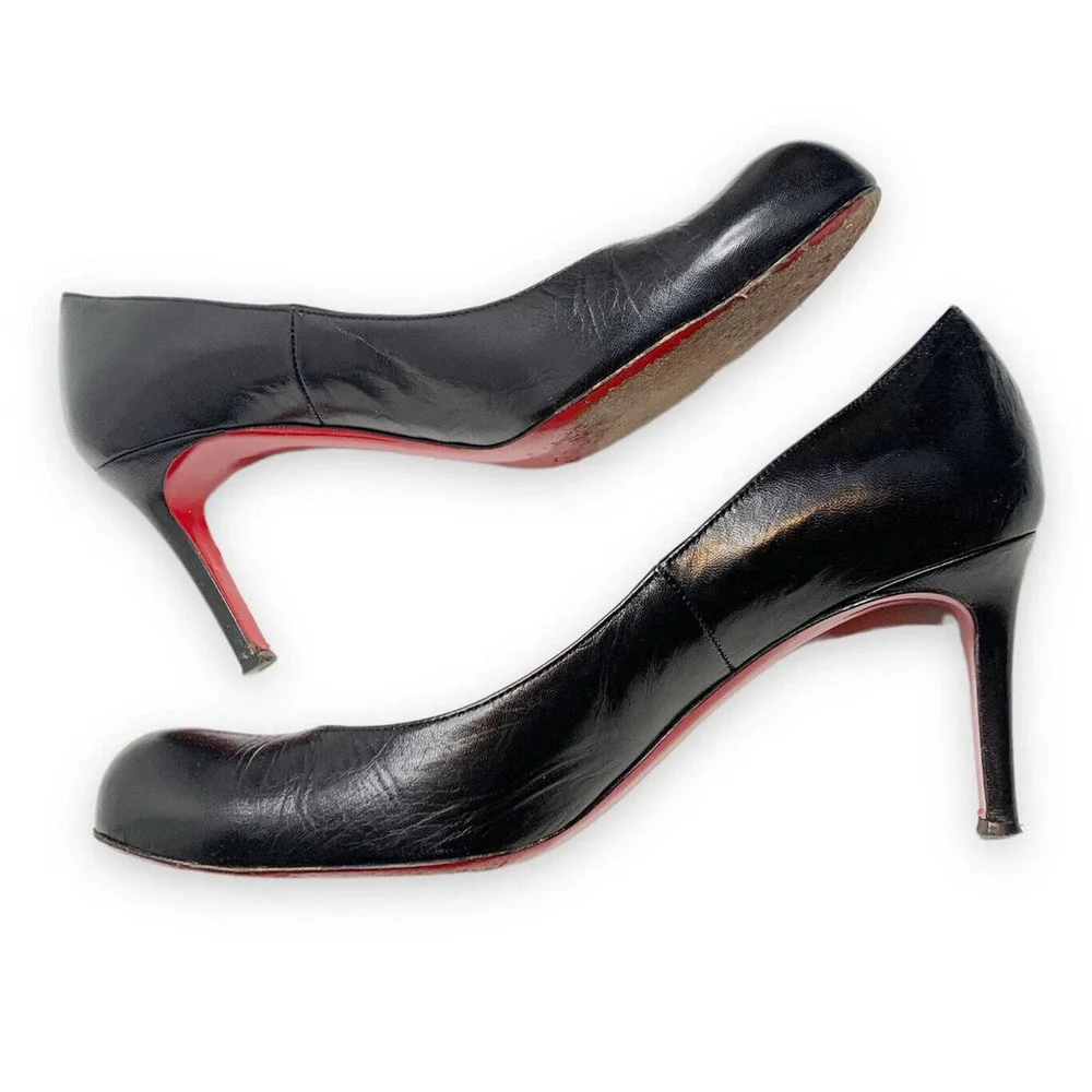 ❌SOLD❌ Authentic Christian Louboutin Matte Black Leather Pumps Women’s 39 1/2 - Picture 5 of 11